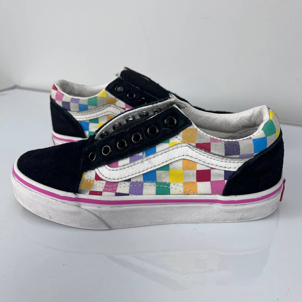 Vans Old Skool (Checker) Rainbow/White Youth Size 2 - Picture 2 of 11